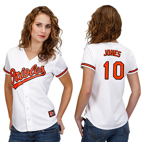 Adam Jones #10 mlb Jersey-Baltimore Orioles Women's Authentic Home White Cool Base Baseball Jersey